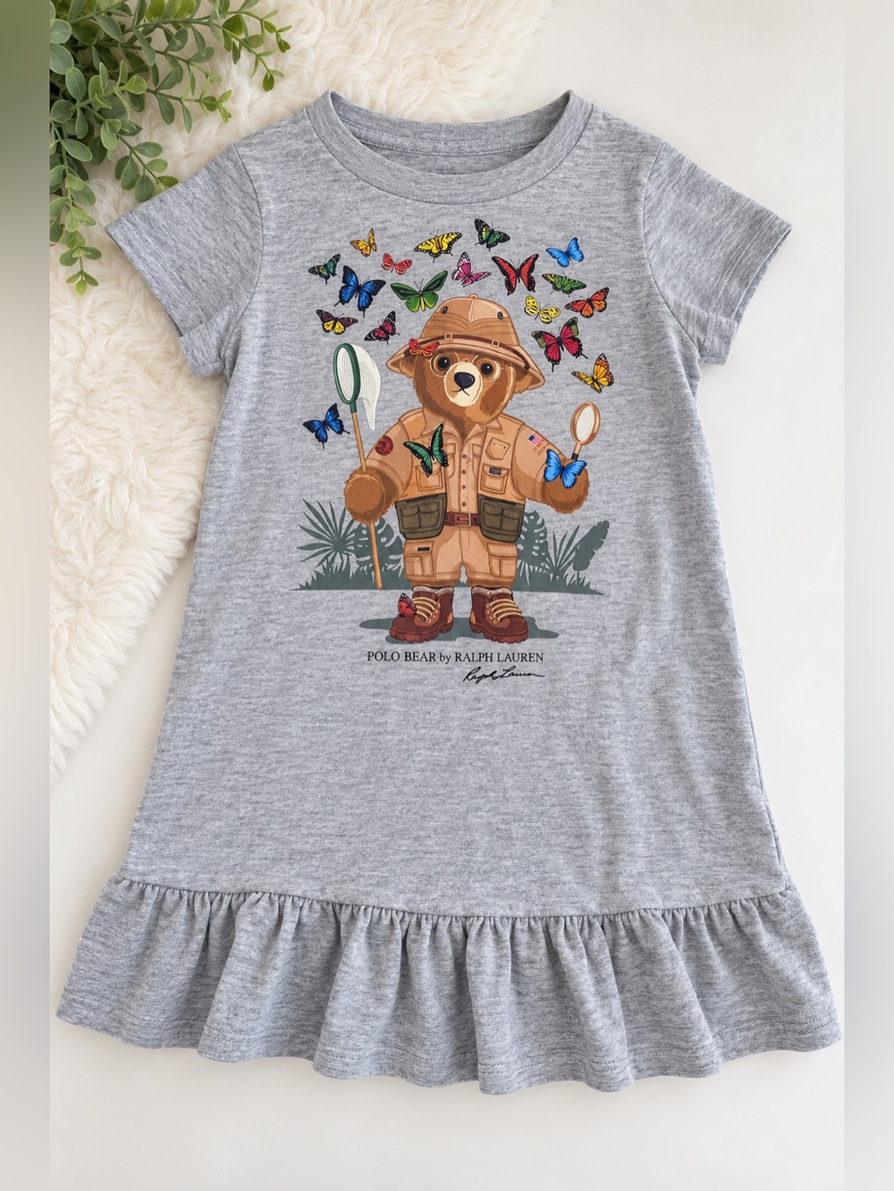 Polo Ralph Lauren Butterfly Polo Bear Girls Dress Size